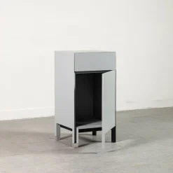 Matte Gray And Black Lacquered Wood Nightstand