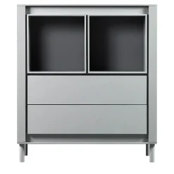 Matte Gray Lacquered Wood Cabinet #B