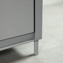 Matte Gray Lacquered Wood Cabinet #B