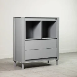 Matte Gray Lacquered Wood Cabinet #B