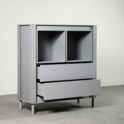 Matte Gray Lacquered Wood Cabinet #B