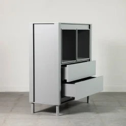 Matte Gray Lacquered Wood Cabinet #B