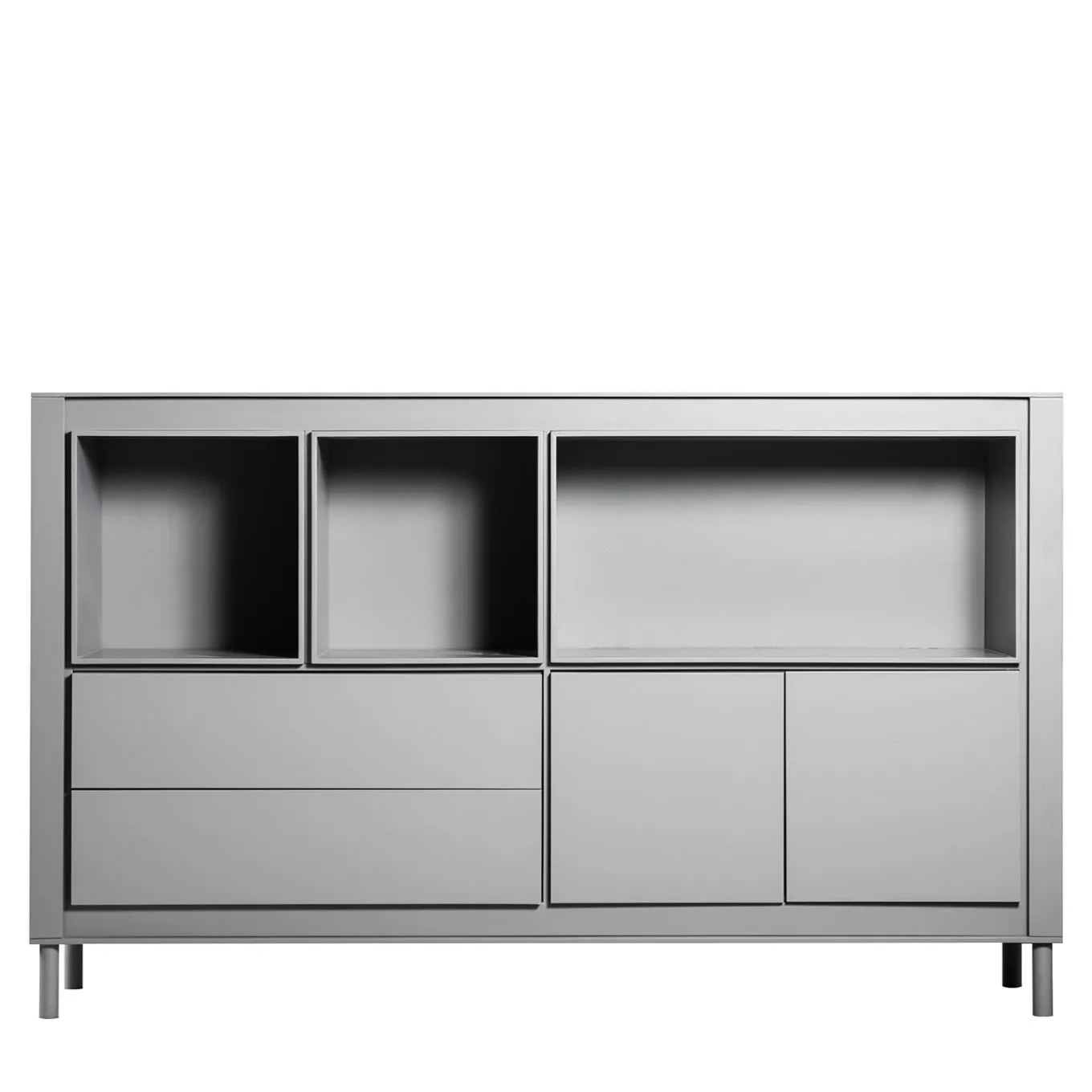 Matte Gray Lacquered Wood Cabinet #C