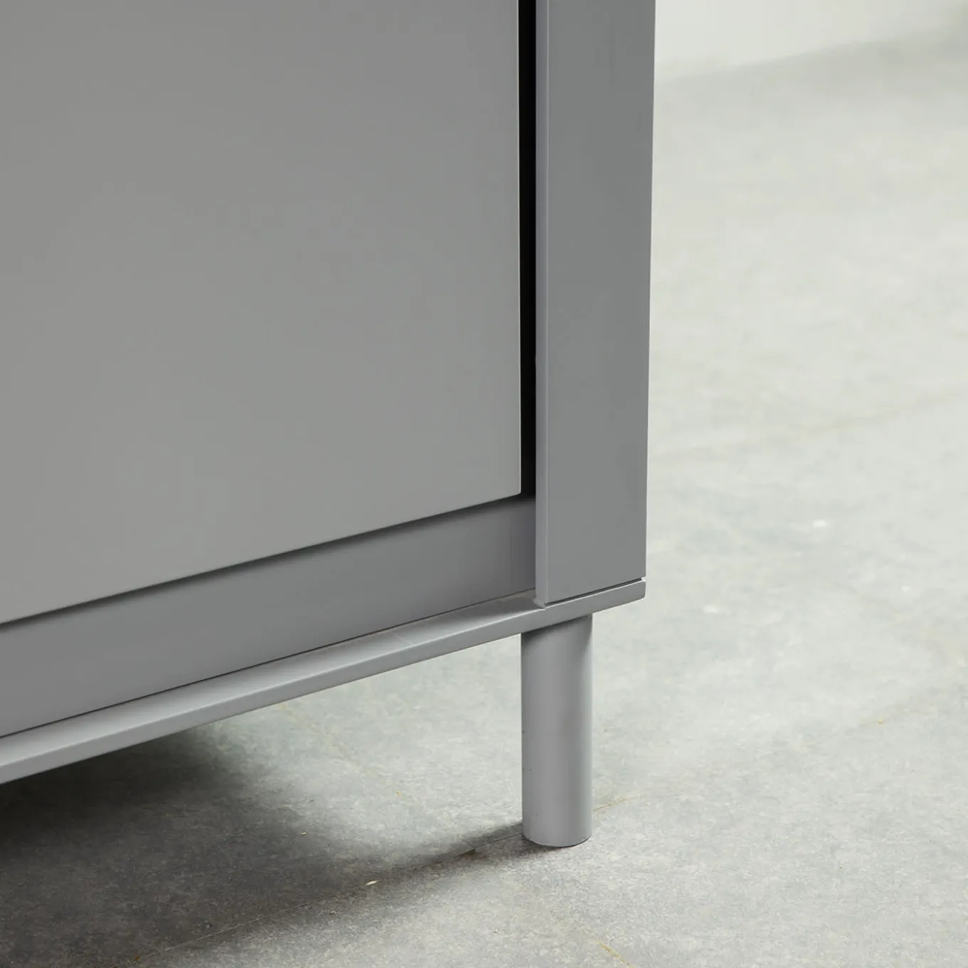 Matte Gray Lacquered Wood Cabinet #C