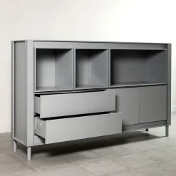 Matte Gray Lacquered Wood Cabinet #C