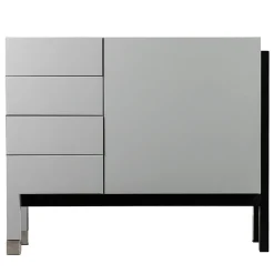 Matte Gray Lacquered Wood Cabinet With Door