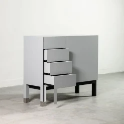 Matte Gray Lacquered Wood Cabinet With Door