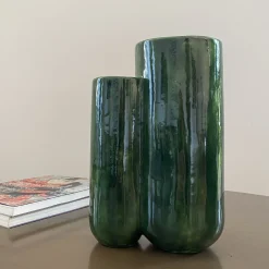 MattiaMatteo Foglia Glossy Green Glazed Ceramic Vase