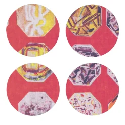 Medallions Set of 8 Patterned Red Coasters