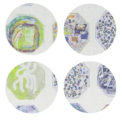 Medallions Set of 8 Patterned White Coasters