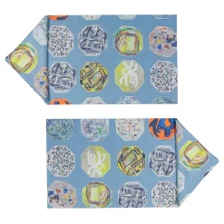 Medallions Set of 2 Rectangular Coated blue Placemats and Napkins
