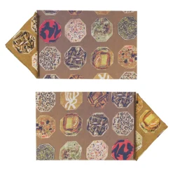 Medallions Set of 2 Rectangular Coated Brown Placemats and Napkins