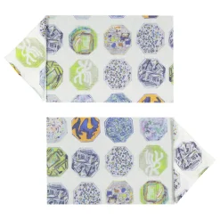 Medallions Set of 2 Rectangular White Coated Placemats and Napkins