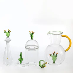 Mediterraneo Handcrafted Medium Cactus Glass Container