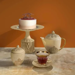 MEDIUM PEACOCK CAKE STAND - BEIGE