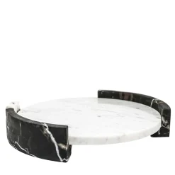 Medium Round White Carrara Marble Tray by Jacopo Simonetti