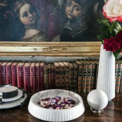 Medium Round White Carrara Marble Tray by Jacopo Simonetti