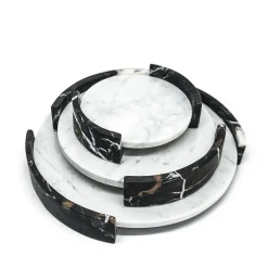 Medium Round White Carrara Marble Tray by Jacopo Simonetti