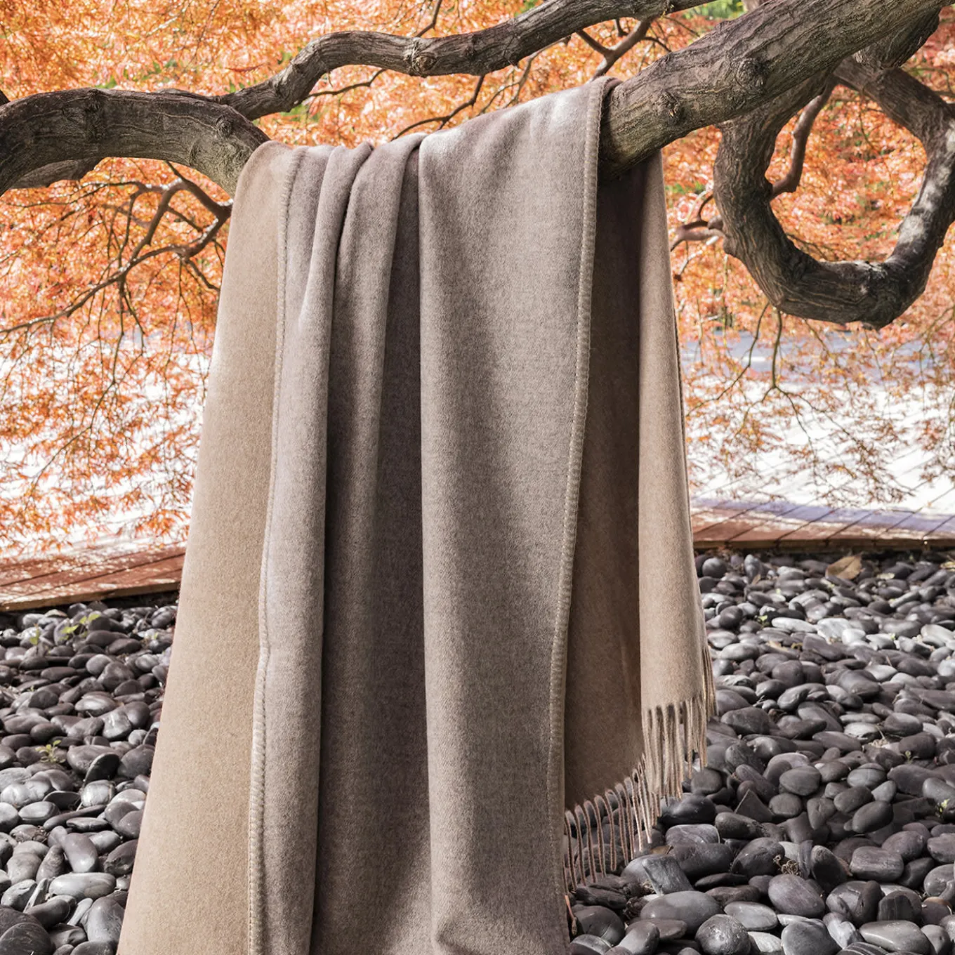 Melrose Double-Sided Beige Small Blanket