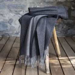 Melrose Fringed Gray Small Blanket