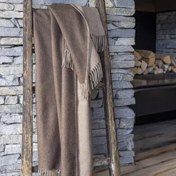 Melrose Fringed Light-Brown Small Blanket