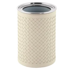 Menfi Handwoven Ivory Leather Bottle Cooler