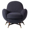 Mercury Blue Bouclé Outdoor Swivel Armchair
