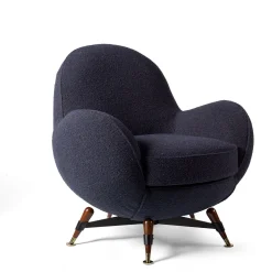 Mercury Blue Bouclé Outdoor Swivel Armchair