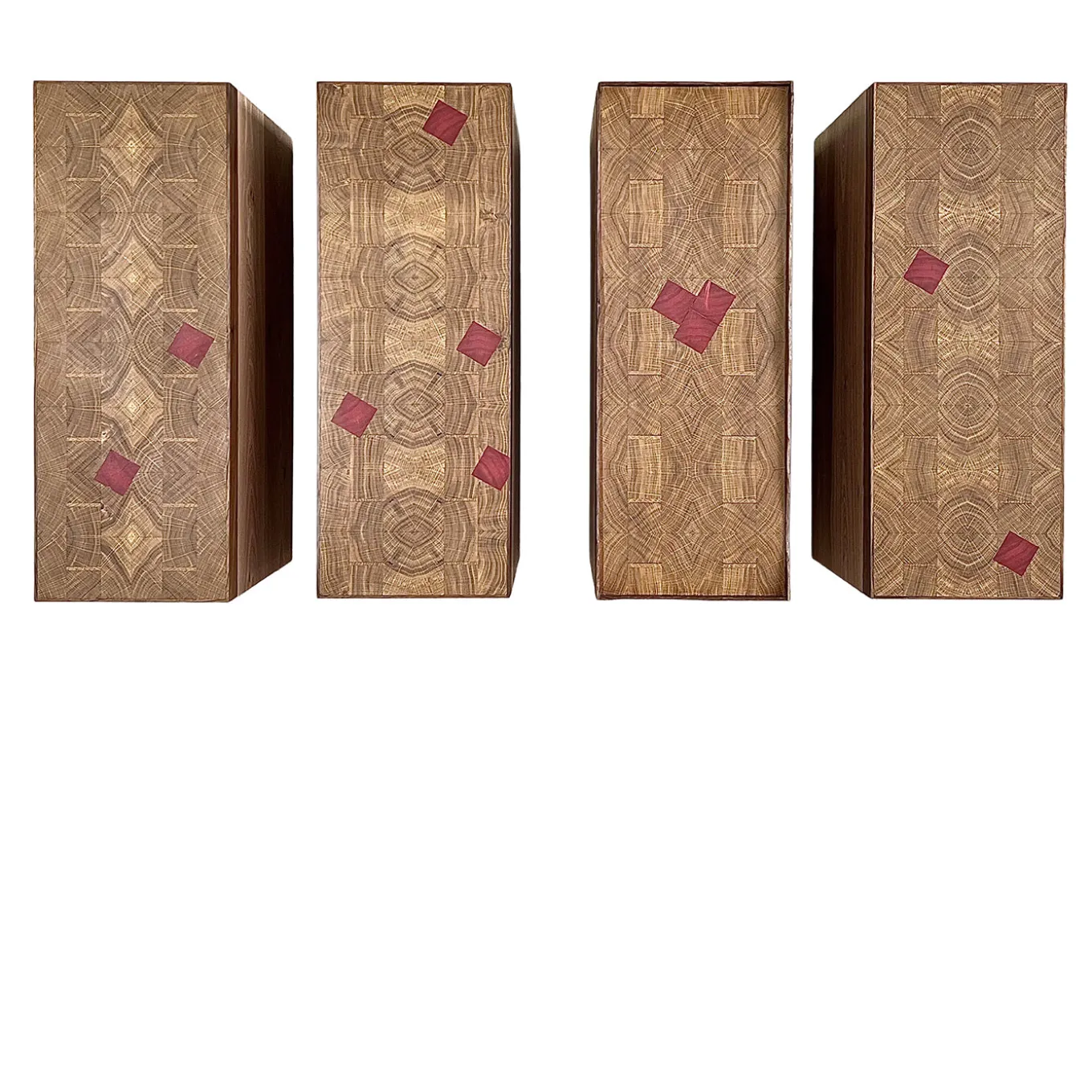 MESCOLANZA Set of 4 Wood Wall Cabinets with Inlays