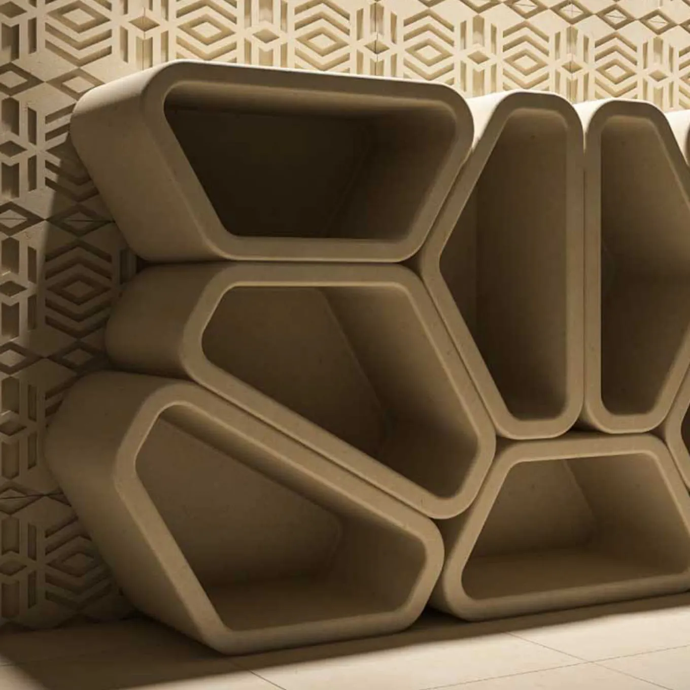 Messapo Modular Lecce Limestone Highboard by Noii Studio