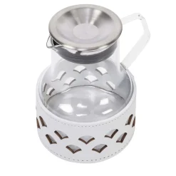 Messina Glass and Leather Teapot Set