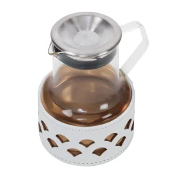 Messina Glass and Leather Teapot Set