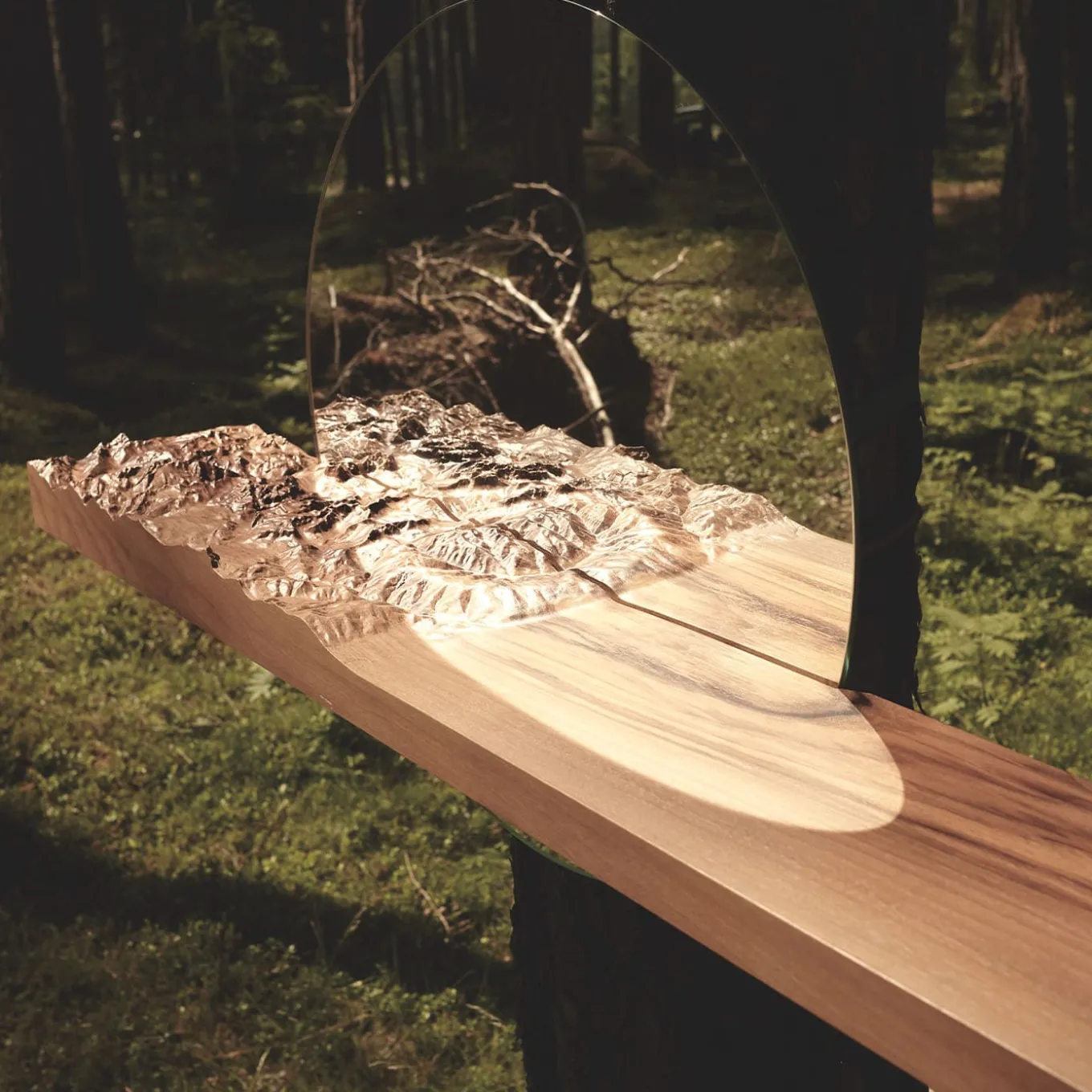 Mezzocielo Topographic Mirror with Shelf by Riccardo Vendramin