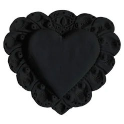 Milagros Sacred Heart Black Plaster Wall Sculpture
