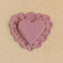 Milagros Sacred Heart Pink Plaster Wall Sculpture