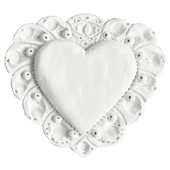 Milagros Sacred Heart White Plaster Wall Sculpture