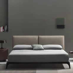 Milano King-Size Beige Leather Bed