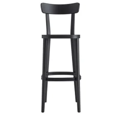 Milano 60s Black Beechwood Bar Stool With Backrest