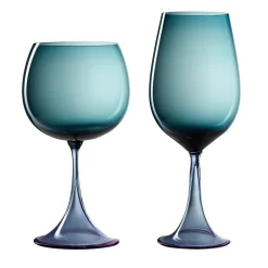 Mille e Una Notte Set of Bordeaux and Montrachet Blue Wine Glasses by Nason Moretti and Stefano Marcato