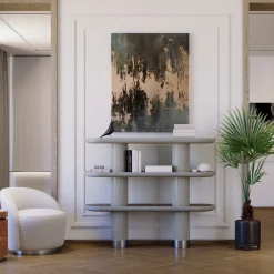 Mina 3.150 3-Shelf Stone Gray Bookcase