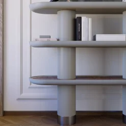 Mina 3.150 3-Shelf Stone Gray Bookcase