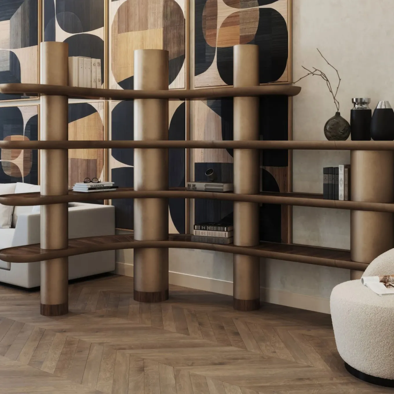 Mina Vintage Bronze Effect Bookcase