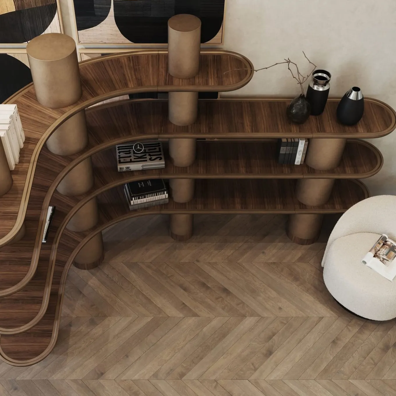 Mina Vintage Bronze Effect Bookcase