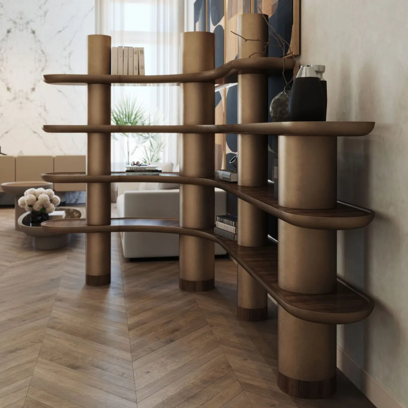 Mina Vintage Bronze Effect Bookcase