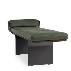 Minerva Green Leather with Curved Metal Base Bench