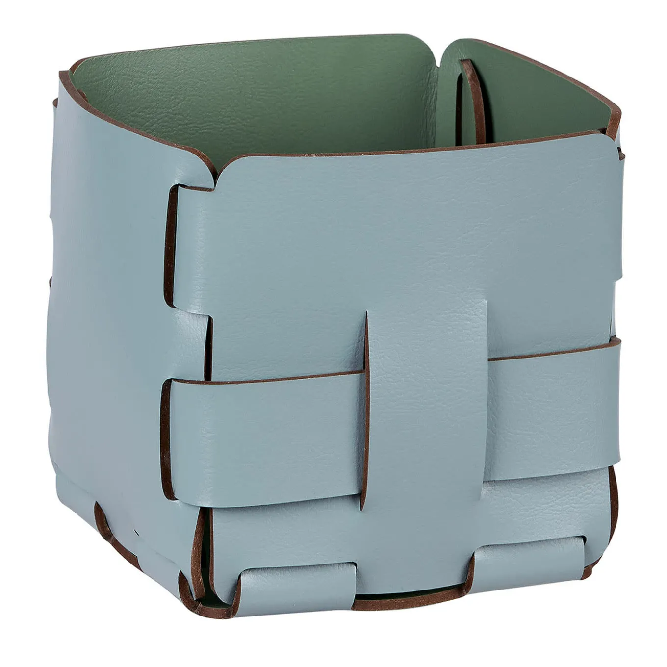 Mini Bottega Sky Blue/Eucalyptus Basket by Ekaterina Borovkova