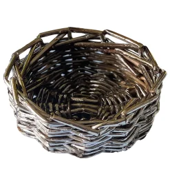Mini Round Silver Plated Woven Basket