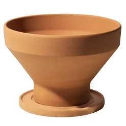 Mira Set of Terracotta Vase and Plant Saucer