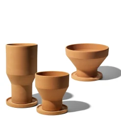 Mira Set of Terracotta Vase and Plant Saucer