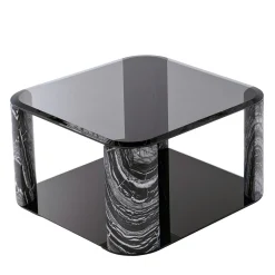 Mirage Big Marble and Glass Coffee Table by C.L Studio